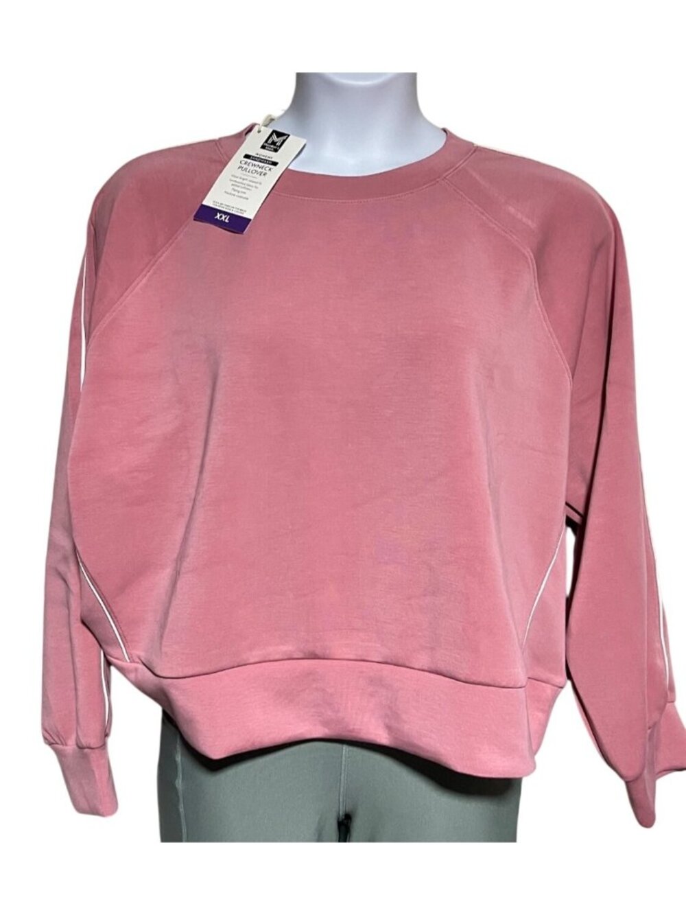 Members Mark Womens Sandwash Crewneck Pullover XXL Pink Relaxed Fit